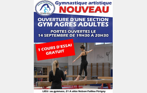 lundi 14 septembre journée d'essai à 19h30 gym aux agrès adultes